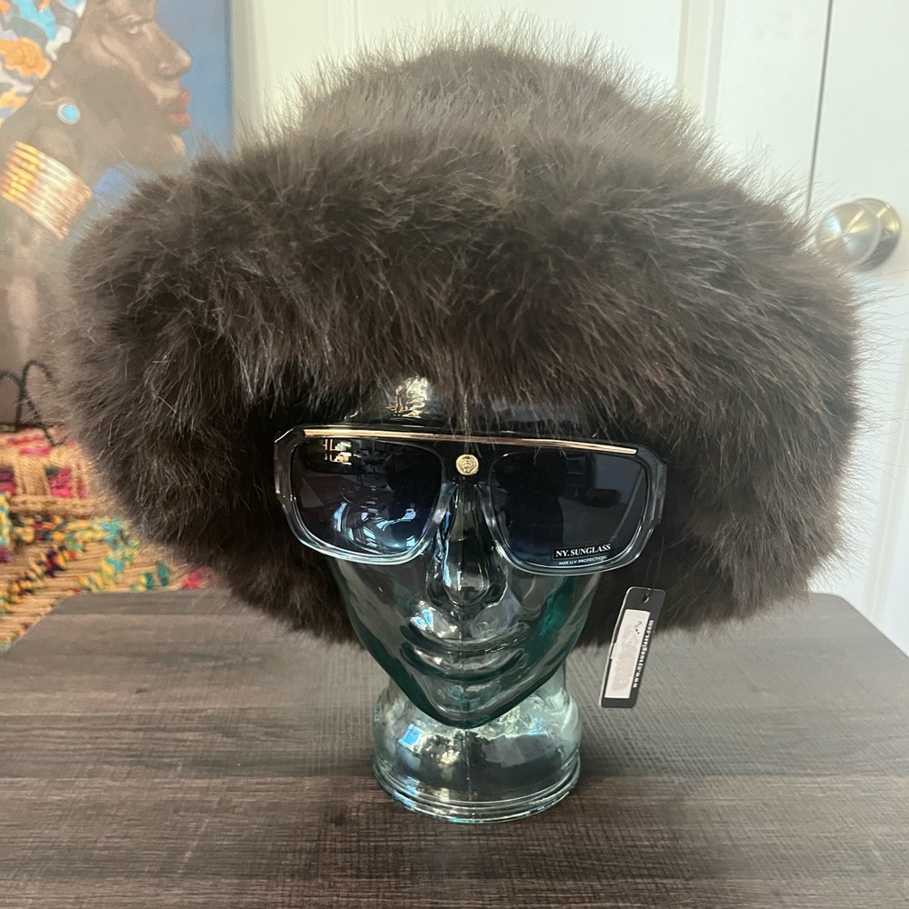 Brown/Taupe Fuzzy Faux Fur Hat